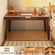 Muga desk bookcase integrated table student home study desk bedroom desktop computer table solid wood legs office desk thick pure solid wood legs walnut color 100*55CM