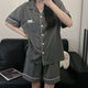 Catman (Miiow) Version coréenne Couleur solide Colore pur coton pyjamas féminin short à manches courtes d'été Été haut de gamme Dormitory Dormitory Clothing Set 9902 # Gris clair M 80-100jin [Jin est égal à 0,5 kg]