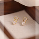 Auspicious Goddess S999 Sterling Silver Needle Double Ring Pearl Earrings 2025 New Niche Design Earrings Women's Autumn and Winter Earrings S999 Sterling Silver Needle Pearl Double Ring Earrings