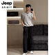 JEEP SPIRIT老钱风亨利领短袖男款夏季美式POLO.衫cleanfit感冰丝针织t恤 浅灰色 M 建议90-120斤