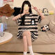 Jingpufei summer cartoon short-sleeved loose home clothing two-piece suit for wearing outside 692 small bag dog, one size 4XL code [recommended 172-200Jin [Jin equals 0.5 kg]]