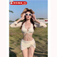 JIOESC swimsuit women's bikini four-piece sexy slim cover-up pure lust style beach hot spring hip skirt split swimsuit bikini-pure lust white average size 80-120Jin Jin equals 0.5 kg