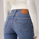 Levi's李维斯暖绒女士724高腰修身美式直筒显瘦通勤中蓝色牛仔裤 中蓝色 27 (28)