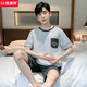 Pajamas para hombres de Hengyuanxiang, pantalones cortos de manga cortos de verano suelto y mayor tamaño de algodón puro versión coreana de la juventud de ropa para el hogar a media manga de la mano.