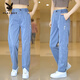 Playboy Laiser Tensi Jeans für Männer lose und glatte Brandmarke Trendy Brand Summer Long Hosen 2025 1048 Gray M [Vorgeschlagen 90-115jin [Jin entspricht 0,5 kg]]]