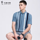 Tanzen mit dem Wolf [Tiansi] Revers Short Sleeve T-Shirt 2025 SOMMER NEUER Kontraststreifen lässig atmungsaktive Polo-Hemd 6628 Gray Blue-103 2xl (185)