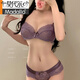 Modal French sexy Spitzen -Spitzen -Versammlung Unterwäsche für Frauen mit großen Brüsten, die einen kleinen Komfort und atmungsaktiven reinen und großen BH -Set lila Einzelstück 70A 32B zeigen