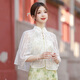 芳嫔旗袍外搭开衫女士外披针织披肩短外套复古文艺百搭搭配穿搭款春夏 16961米白披肩均码