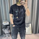 COLORFUL GEMS麻棉恤男士新款印花短袖体恤衣服半袖上衣 829灰色 M