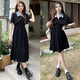 Rongxitu official picture real-price jacket + vest skirt Hepburn style black dress for women summer French temperament suspender skirt cover #829 short two-piece set M