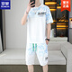 
ROMON 2025 summer new short-sleeved suit for men teenagers versatile shorts casual sports two-piece set gradient color men's clothing 6187 blue M 75-100Jin [Jin equals 0.5 kg]