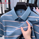
MONTAGUT polo shirt men's short-sleeved T-shirt in summer new lapel high-end skin-friendly ice silk cotton half-sleeved striped top 15100 light sky blue S size 165