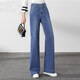 Gemas coloridas Jeans rectas de cintura alta para mujeres pantalones sueltos y versátiles de piernas abiertas 2025 Spring [3886] Blue pantalones de mezclilla 27 [2 pies]