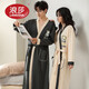 LangSha brand new nightgown couple pajamas for men and women for all seasons pure cotton bathrobe style spring and autumn men's long bathrobe SD2264 long-sleeved style XL male recommended 120-140Jin Jin equals 0.5 kg