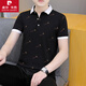 Pier Cardin Summer La camiseta de la solapa de manga corta de manga de verano de verano, camiseta juvenil de altura de alta manga, camiseta versátil casual de tierras m de jóvenes, negro QY679 M 100-120Jin [Jin equivale a 0.5 kg]