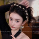 Case makeup Chinese Valentine's Day lastkiss black rhinestone high skull wavy hair hoop for women 2025 new daily wear hairpin black beaded style - velvet big tooth hair hoop