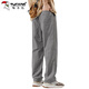 Woodpecker casual pants for men 2025 summer new ice silk loose straight trousers for men trendy versatile wide-leg pants for men 733 gray XL recommended 130-150Jin [Jin equals 0.5 kg]