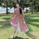 元族减龄小清新单排扣收腰衬衣裙高腰叠穿半身裙两件套女2025年夏季款 6630粉色 L