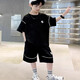 [Boys summer suit] 2025 new children's summer handsome trendy medium-sized children's short-sleeved boy sportswear NN-A1081 [Gray] 150
