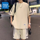 
Jewish sports suit men's summer thin loose trendy ice silk short-sleeved T-shirt men's shorts casual two-piece set men's clothing FKS653 black suit L about 110-130Jin [Jin equals 0.5 kg] can be worn