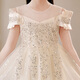 
Omonway children's princess dress evening dress flower children wedding dress girl host piano performance clothing YR-KLS-1792 champagne sleeveless 160