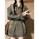 Hualin Fashion Retro American Denim Jacke für Frauen neue Stil Design Sinnes Jacke Top 12401 Denim Jacke S Empfohlen 80-95 Jin [Jin gleich 0,5 kg]