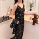 
S.SOFEA spring and summer women's pajamas three-piece set with chest pad lace long-sleeved home clothes for outdoor wear. Three-piece set WX13807 black (with chest pad) 170 M (80-100Jin [Jin equals 0.5 kg])