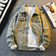 FHHUABD Trendy Brand Retro Jeans Jacke für Männer Frühlings- und Herbst -Druck -Casual -Jacke für Herren Herbst und Winter 2023 Neues Modell 834 Black M 105jin [Jin gleich 0,5 kg] kann unten getragen werden