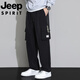 JEEP SPIRIT吉普冰丝工装裤男士夏季薄款2025新款宽松直筒加肥加大休闲运动裤 WD9931黑色.+9930黑色 7XL 240-260斤