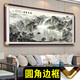 办公室靠山图流水生财山水字画客厅高级感装饰挂画轻奢大气背景墙 流水生财 CT-3532 280*110厘米 红木色（实木边框） （铜色7