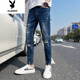 
Playboy 9-point men's ripped jeans summer thin style trendy brand slim small feet Korean style handsome summer nine-point pants [quality preferred style-A9738] 30