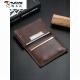 Woodpecker (Tucano) Titular de tarjetas de negocios de alta gama de negocios Moda de cuero de cuero de cuero para hombres y mujeres Negocios de tarjetas de presentación de alta gama Caja de vaca oscura Marrón Dark Imported Cow Wide