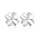 BJYLS999 Pure Silver Four-leaf Clover Earrings Sterling Silver Earrings Women's Ear Piercing Jewelry Anniversary Birthday Gift for Girlfriend 999 Pure Silver Four-leaf Clover Earrings Pair