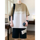 Teenager Sommersport-Set Kurzärmler T-Shirt 12-15 Highschool-Schüler 13 Kinder 3523-5 Weißes Set [Kurzarm + schwarze Shorts] 180 xl (ca. 120-135jin [Jin gleich 0,5 kg]))