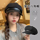 Large head circumference beret hat for women spring and autumn new casual retro face-showing little painter hat versatile octagonal hat coffee color one size adjustable