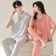 Pijama de Hanrui para mujeres en verano Modal delgado Pantalones de manga corta Gran tamaño Seda de seda de hielo fresco Conjunto de ropa para hombres para hombres N12101 Mujeres 12301 Hombres 170 Modelo de mujeres M