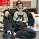 Langsha (langsha) men's pajamas men's coral velvet winter student cartoon loose winter flannel thickened plush home clothing set *ZS*9901 [Double-sided plush set] M small (75-95Jin [Jin equals 0.5 kg])