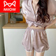 Catman (MiiOW) pajamas for women in summer ice silk thin short sleeves 2024 new internet celebrity casual home clothing summer suit color #YX 9201 M [75 98]Jin[Jin equals 0.5 kg]