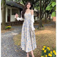 FOX.G碎花吊带连衣裙女裙子2025夏季纯欲气质海边度假新品长裙子两件套 蓝色油画碎花连衣裙两件套 M 【建议105斤以内】