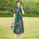Pier Cardin Cheongsam for women mid-length summer women's clothing 2025 new middle-aged mother's short-sleeved cheongsam skirt improved retro dress 698 purple 3XL Recommended 125-136Jin [Jin equals 0.5 kg]