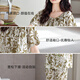 允织睡衣女夏季纯棉短袖七分裤薄款夏天2025年新款全棉夏款休闲家居服 6218-白棕 M (160) ：建议90-110斤穿着