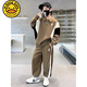 G.Duckkids Little Yellow Ente 2025 New Cool Boy Kontrast Sportpullover Set Frühling und Herbst All-Match Trendy Coffee Color 120 Empfohlene Höhe 110 cm