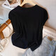 Seda Cypress Sweater Short Knit 2025 Summer Nuevo metal de cuello redondo simple para mujeres