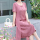 Ye Yi Middle-aged and Elderly Dresses, Mother-in-law and Mom Summer Dresses, 50-year-old fashionable middle-aged women's fake two-piece chiffon skirts, 6625 pink 2XL Recommended 100-115Jin [Jin equals 0.5 kg]