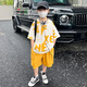 乐班比男童夏季网红炸街套装2025新款中大童儿童夏款帅气男孩时髦夏装潮 黄色 150 (建议身高145CM)