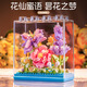 Kompatibel mit Lego Eternal Bouquet Pflanzenbaugruppe Bausteine ​​Spielzeug Sonnenblumen Zarnation Desktop-Ornamente Urlaub Geschenke Grand Painting Ausstellung-Xingmeng Fluss mit Holzregal 757pcs