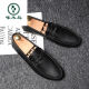 Zapatos de gorro de carpintero de carpintería Aziqutos para hombres, tendencia transpirable, tendencia de cuero casual británico, cuero genuino genuino d826 negro 41