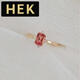 HEK 18K rose gold pink tourmaline ring small octagonal colored gemstone ring set with diamonds 18k gold