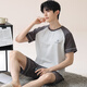 
Yalu 2025 new summer striped pajamas for men for summer teenagers short-sleeved men pure cotton home clothing for men large size HDE-9928 L