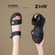ZHR thick sole high heel sandals for women wearing high-rise soft sole heeled casual women's shoes CE37 black 36